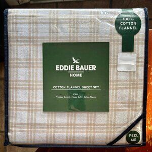 Eddie Bauer ARROWHEAD TARTAN BEIGE Flannel Sheets Full Size Plaid